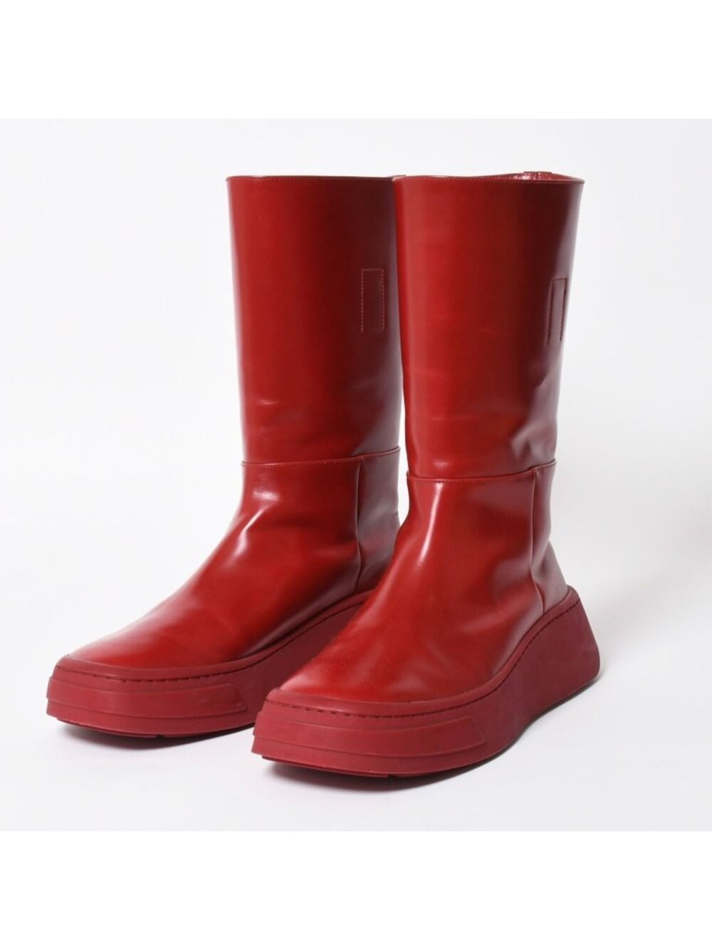 Prada Boots Red Wine Triangle Embossed Logo